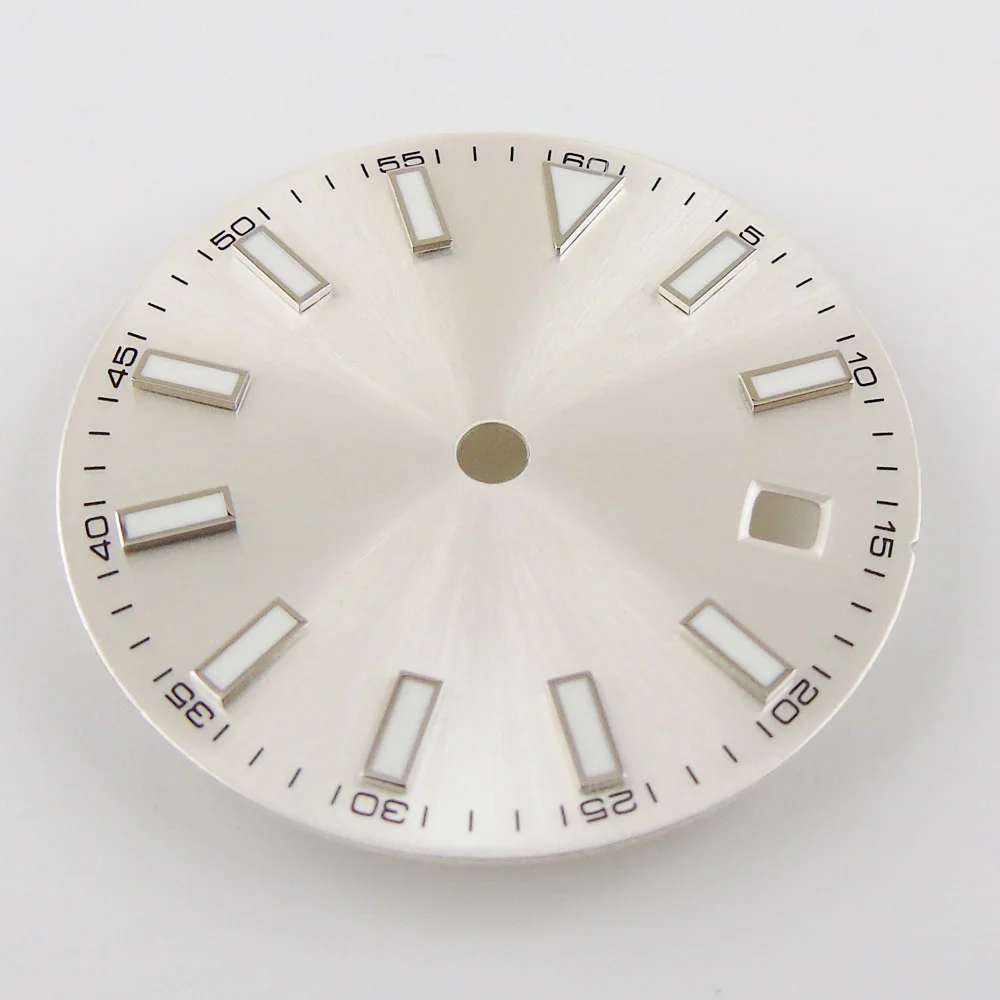 

29mm Sterile Watch Dial Hands Parts fit for Mingzhu 2813 Miyota 8215 8205 821A Date Window luminous Marks White Dial