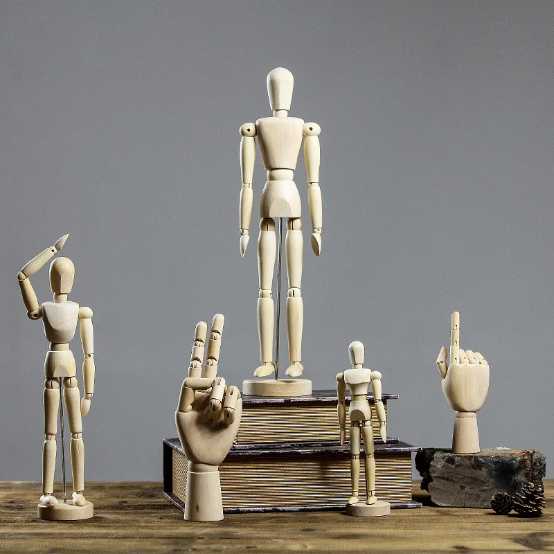 

Simple Nordic Creative Gift Wooden Craft Wooden Joint Doll Abstract Ornaments Home Decoration Figurines & Miniatures