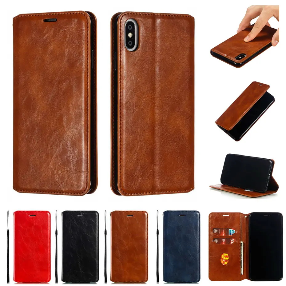 Ретро кожа Крейзи Хорс чехол для телефона из искусственной кожи iPhone 11 Pro Чехол 6S 8 7