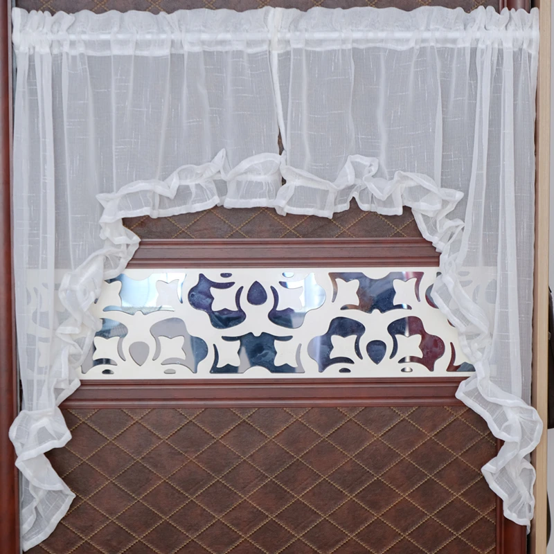 

Pure White Half Curtain Large Folds Lace Hem Decoration Yarn Triangular curtain for Bar Kitchen Cabinet Door Children's Room