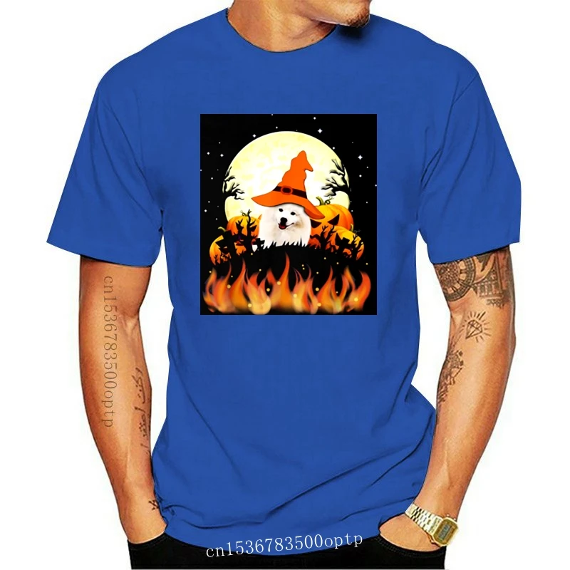 

Men'S Samoyed Witch Halloween T-Shirt Size M-3Xl Graphic Tee Shirt