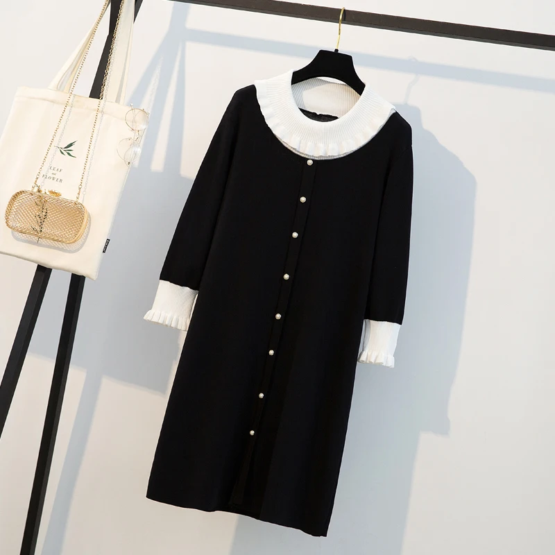 Платье женское весеннее эластичное кружевное средней длины с бусинами|Женские