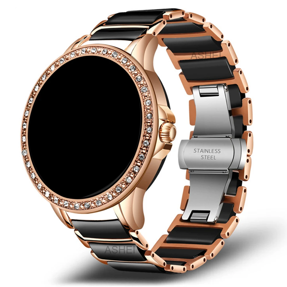 

22mm strap for samsung galaxy watch 3 45mm galaxy watch 46mm Gear S3 Frontier huawei gt 2e band stainless steel ceramics strap