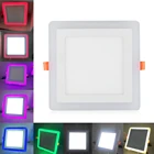 Двойной цвет Квадратная RGB светодиодный Панель светильники вниз свет 6 Вт, 9 Вт 16 Вт 24 Вт ультратонкий Встраиваемый светодиодный Потолочные светильники с пультом дистанционного управления драйвер