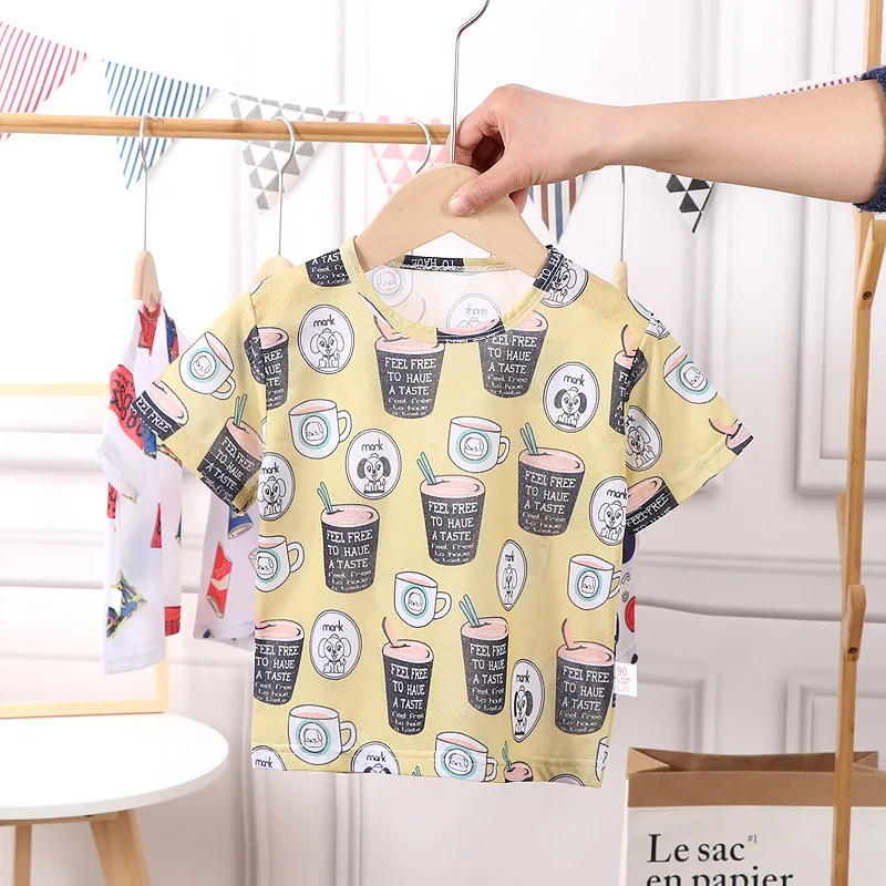 

Children's T-shirt Short-sleeved Ice Silk Sports and Leisure Quick-drying Clothes Boy Cartoon Summer New Single-shirt