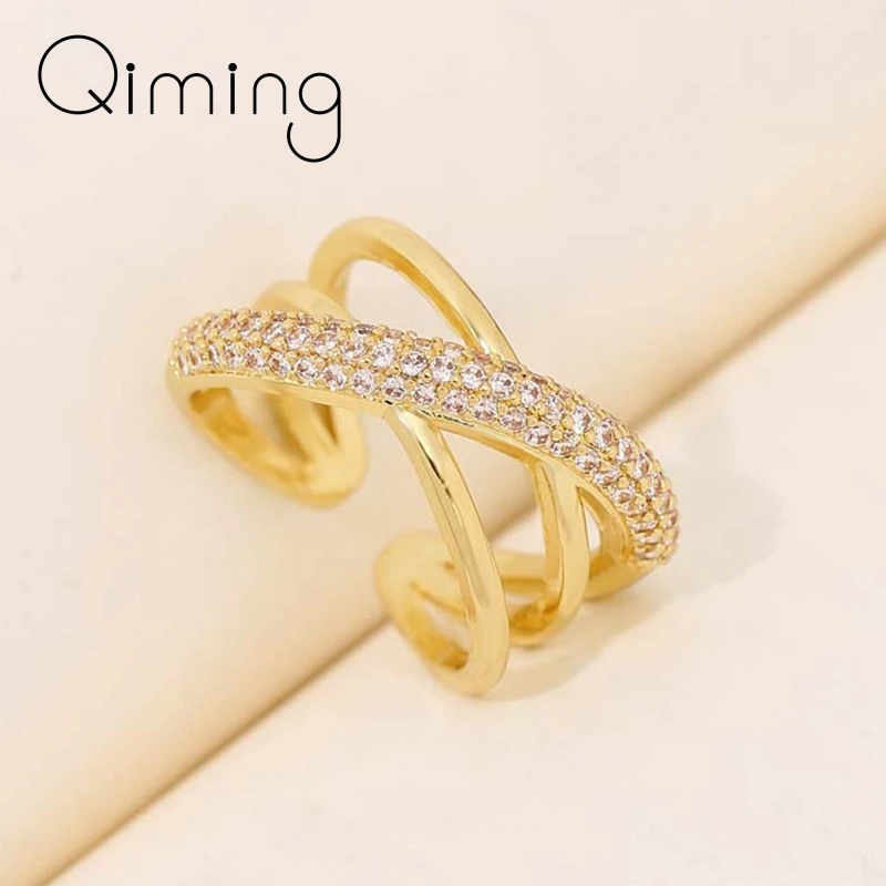 Открытые Модные кольца с микрозакрепкой циркона для женщин дамские