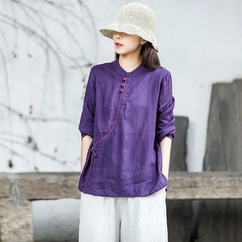 Женские элегантные ретро топы Ципао в традиционном китайском стиле из хлопка и