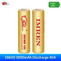 imren new original 18650 3 7v 3000mah discharge 40a rechargeable battery li ion battery for flashlights headlamps toys