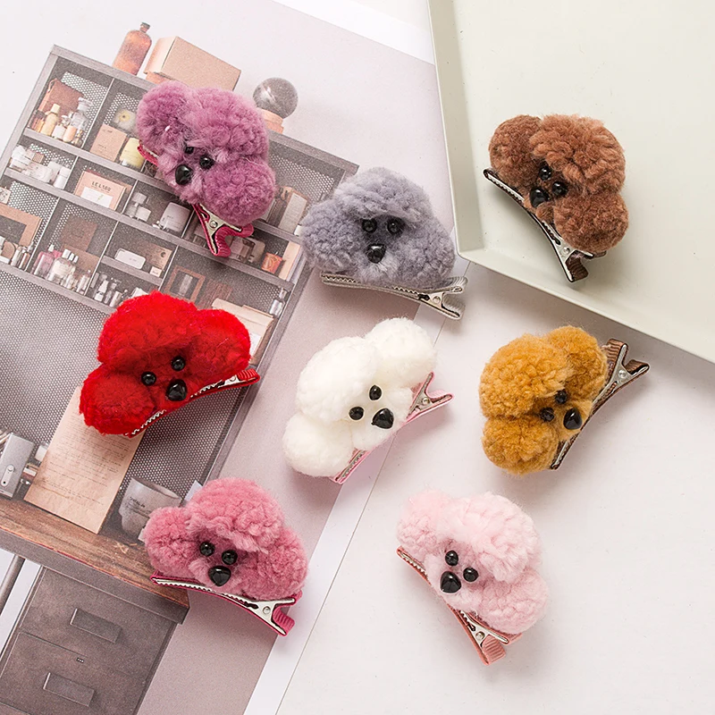 M MISM/Зимние плюшевые заколки для волос с кроликом Тедди Детские резинки
