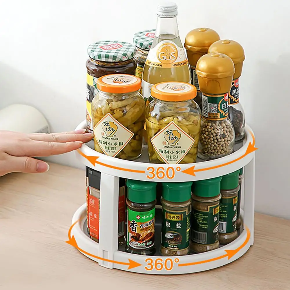 Двухуровневая вращающаяся стойка для приправ кухонные принадлежности