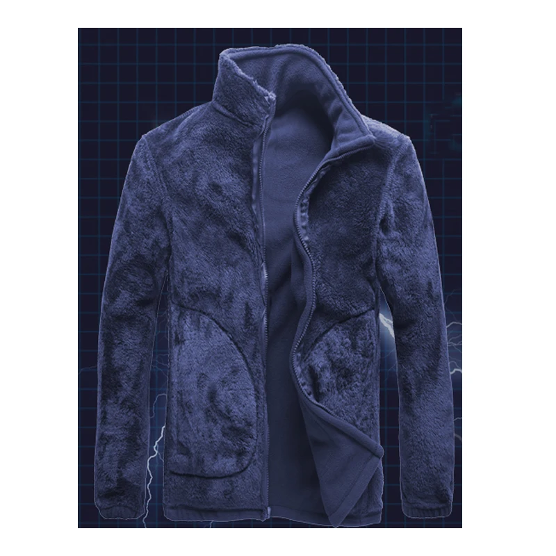 Мужская новая зимняя теплая флисовая Меховая куртка походная Лыжная с рыбками