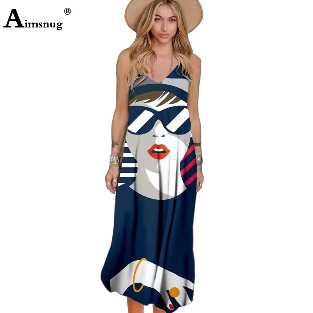 

2021 Summer Ladies Elegant Long Maxi Dress Women's Streetwear Fashion 3D Print Dresses Plus size Female Spaghetti Strap Dress