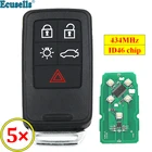 5 шт.лот 5-кнопочный умный дистанционный ключ брелок для автомобильного ключа 434 МГц чип ID46 для Volvo XC60 S60 S60L V40 V60 S80 XC70 KYDZ необработанное лезвие