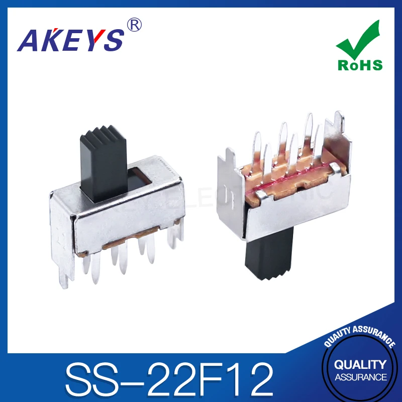 Ручка SS-22F12 (2P2T) 9 мм 2-ступенчатый переключатель 2 фиксированных ножки 6 футов в