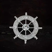4 color navy style creative full drill ship rudder pin mens suit trend brooch fashion pin movie pins brooches for women