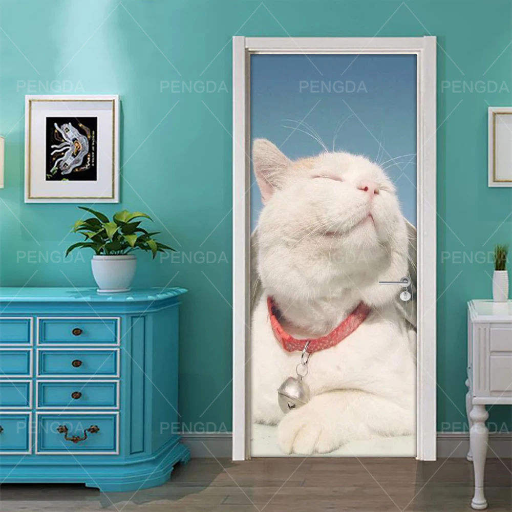 Самоклеящиеся дверные наклейки с рисунком животных и кошек водонепроницаемый