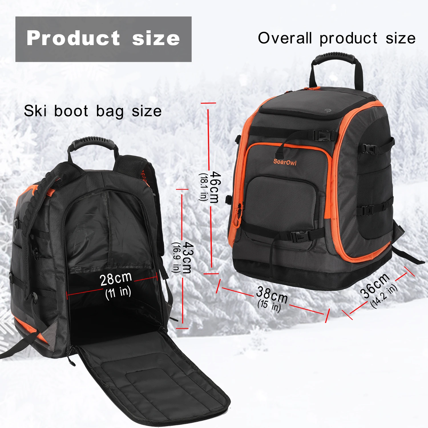 سواربومة 65L حقيبة تزلج حقيبة ظهر بسعة كبيرة تخزين الأحذية خوذة الملابس يمكن وضع زلاجات الظهر قابل للتعديل مقاوم للماء حقيبة