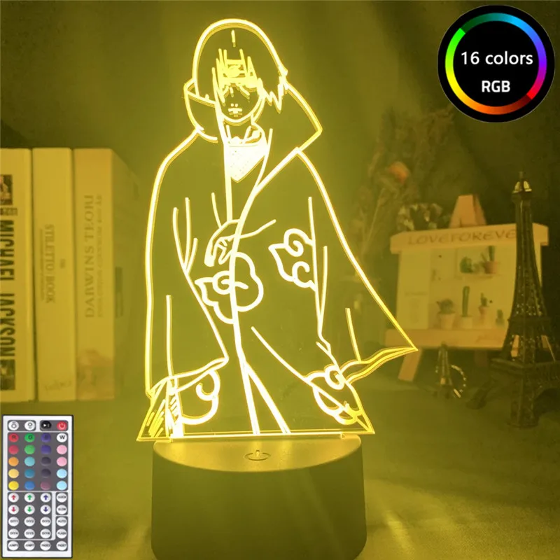 

Anime Naruto Led Night Light for Bedroom Decor Uchiha Itachi Figuras Colorful Nightlight 3d Lamp Manga Naruto Gift Lampara