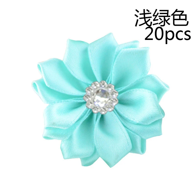 Light Green 20 шт розовые/белые маленькие атласные Стразы ручной работы, тканевые цветы для рукоделия, свадебной вечеринки, Аппликации, аксессуары для одежды - Цвет: Light Green