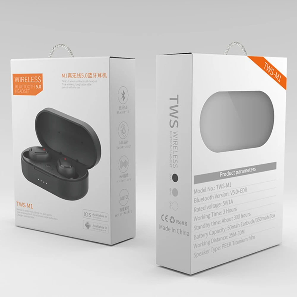 M1 Bluetooth гарнитура PK Redmi Airdots 5,0 TWS беспроводные наушники Bluetooth наушники с шумоподавлением с микрофоном VS i200 i500 TWS