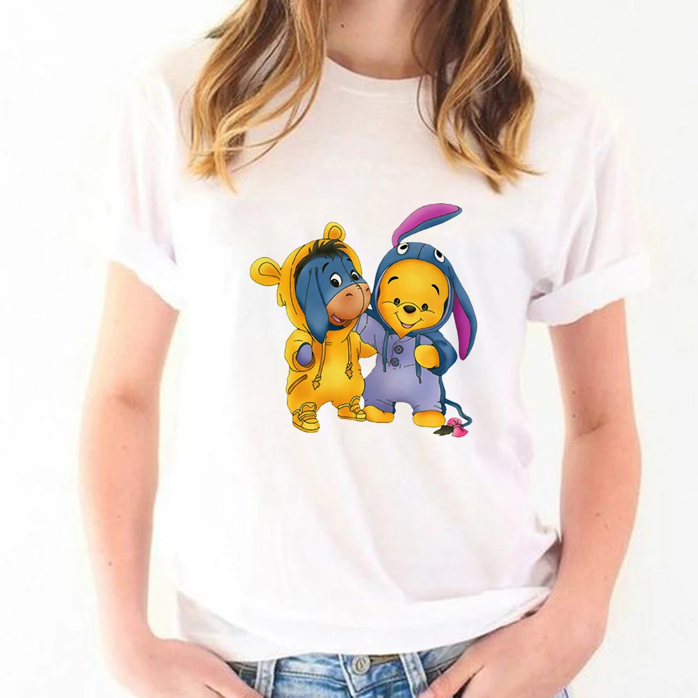 

Футболка с изображением пуха, медведя и осла, Eeyore, летняя свободная футболка с короткими рукавами и милым мультяшным рисунком, новая футболк...