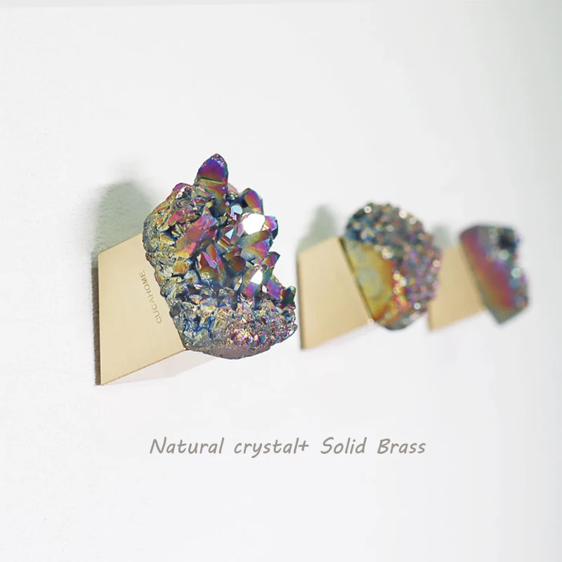 Натуральный кристалл + латунный матовый золотой крючок для халата крючки ключей