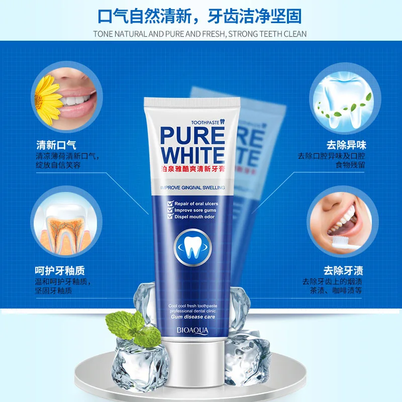 BIOAQUA Herbal Mint Fresh Toothpaste Whitening Remove Yellow Stains Halitosis Plaque Reduce Gingivitis Dentifrice Clean Dental | Красота и