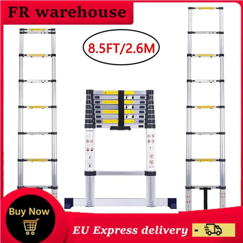 

2.6m Multi Purpose telescopic ladder step ladder retractable folding aluminum herringbone ladder Telescopic Extension Tall HWC