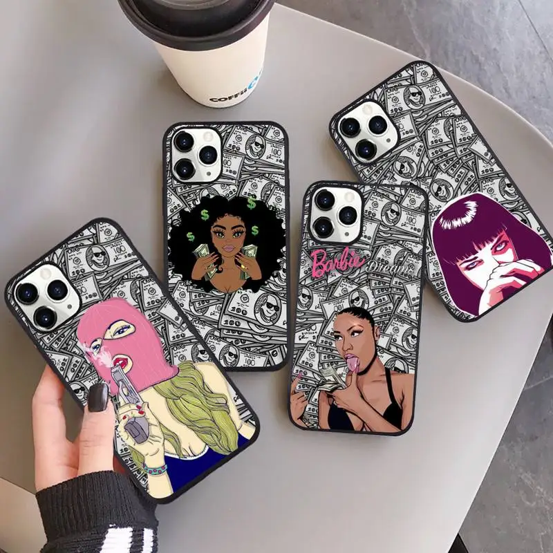 

money Cool Bad Girl Phone Case for iPhone 13 12 11 mini pro XS MAX 8 7 6 6S Plus X SE 2020 XR
