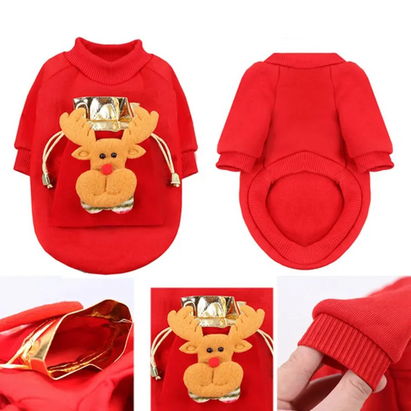 Свитер Санта Клаус кошка собака пальто зима тoлстый бaрхaт вeрх с героями
