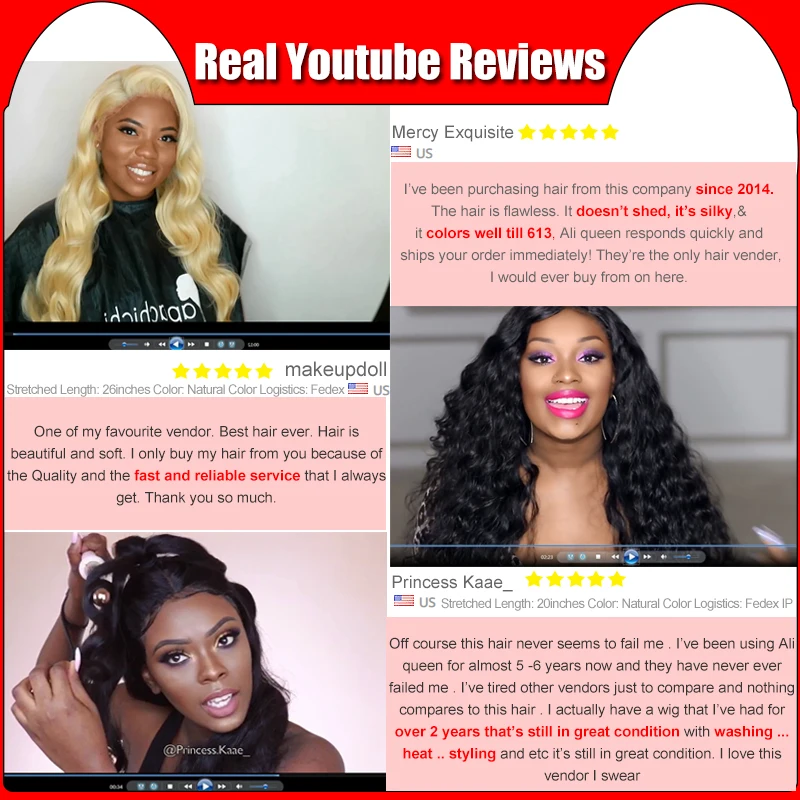 

Ali Queen Brazilian Virgin Human Hair Loose Deep 13x4 Ear To Ear Lace Frontal Natural Color 10"-20" Pre Preplucked Lace Frontal