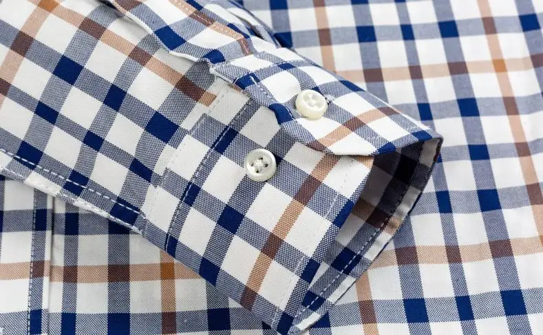 11 Color Cotton Oxford Striped Plaid Longsleeve Shirt for Men Dress Shirts 8XL High Quality Pure Color Business Button Up Shirt