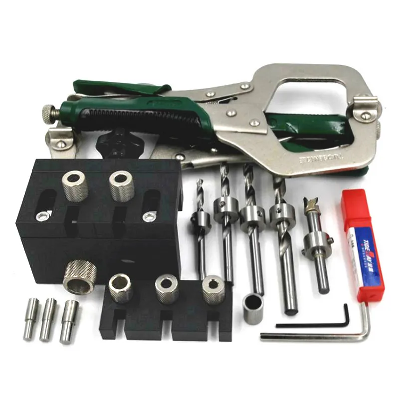 

3 In 1 Woodworking Doweling Jig Connector Kit with Positioning Clip Drilling Guide Embedded Nut Puncher Locator Fixture Tools