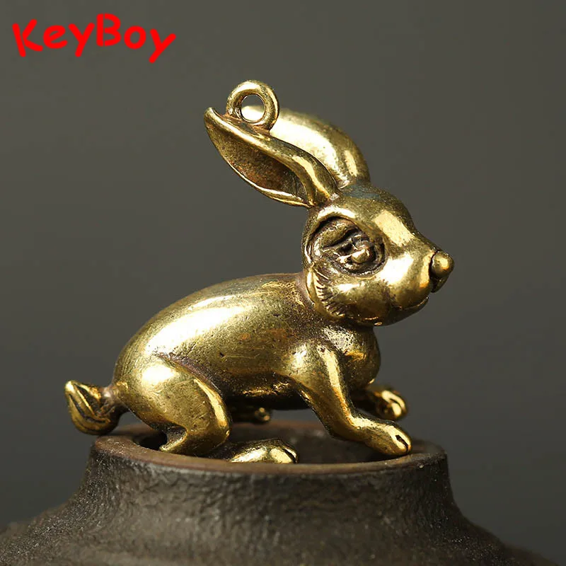 Ретро латунный брелок для ключей с мультяшным кроликом в виде автомобиля кольца
