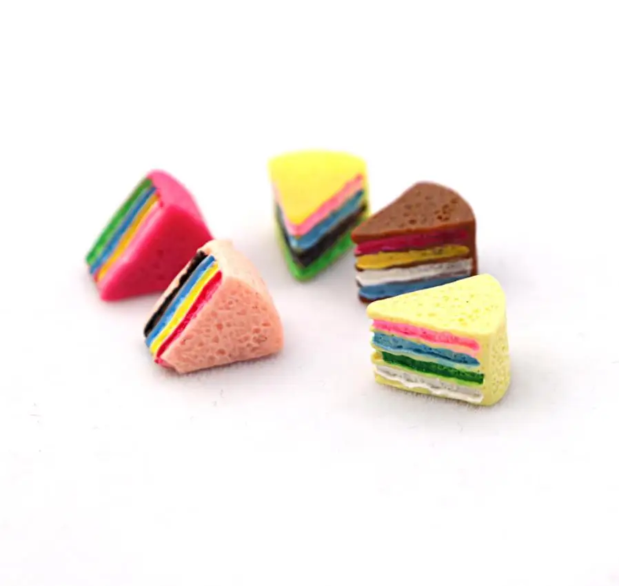 

Kawaii rainbow color cake Resin Flat back Cabochon Miniature food Art Supply Decoration Charm DIY craft Scrapbooking Accessories