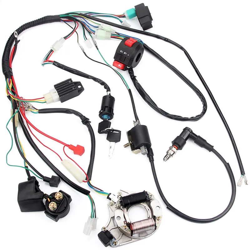 

Full Electrical Wiring Harness Kit Fit For Dirt Bike ATV QUAD 50 70 90 110CC with Rectifier Ignition Key Coil CDI Unit