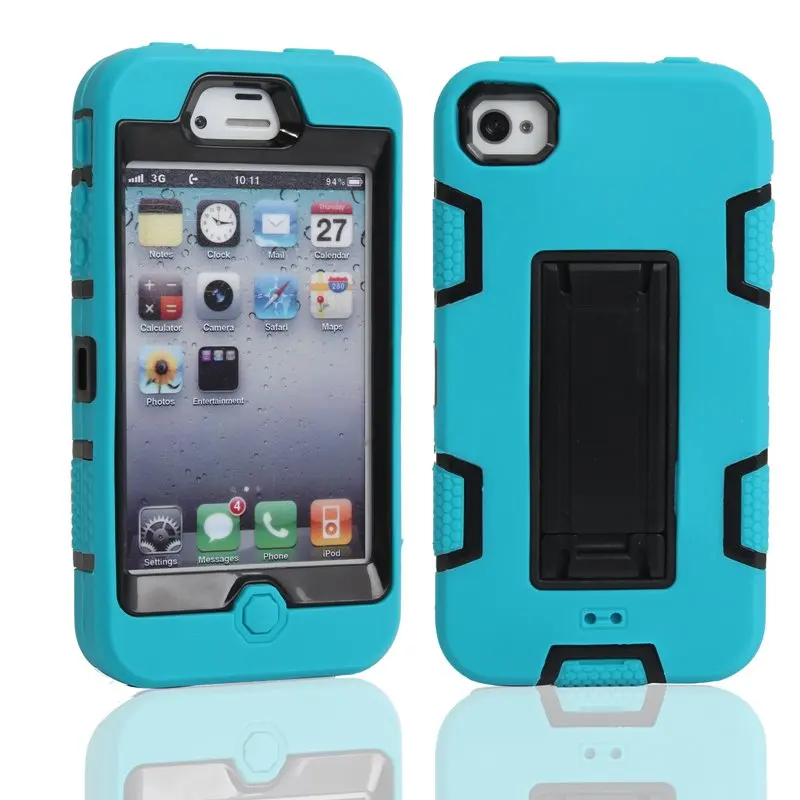 Противоударная подставка 3 в 1 Гибридный Силиконовый жесткий комбинированный