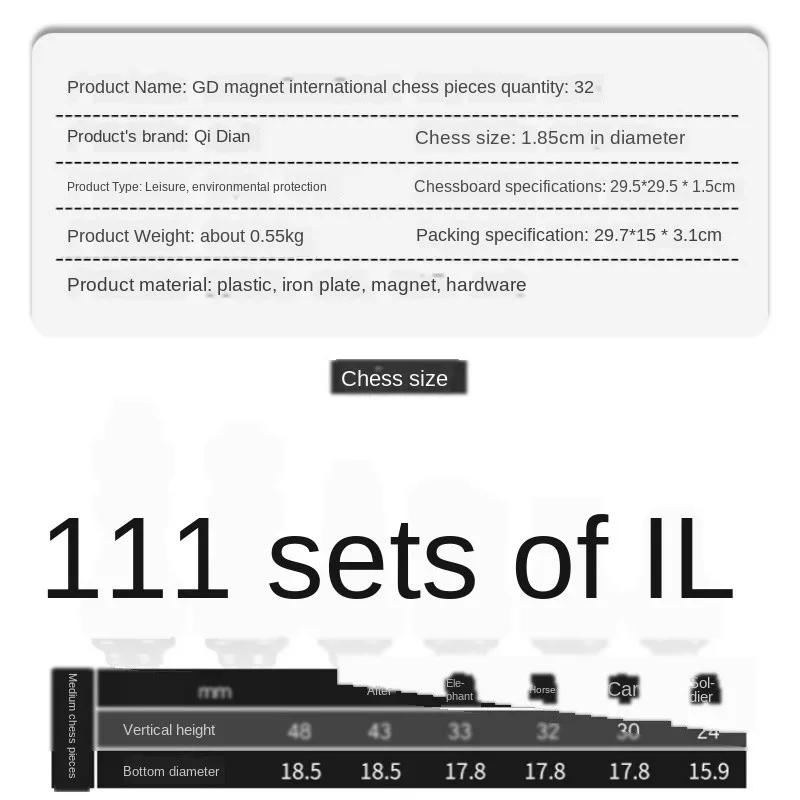 

Magnet Chess Children's Magnetic Folding Portable Chess Board Special Chess Set for Pupils Training and Competition