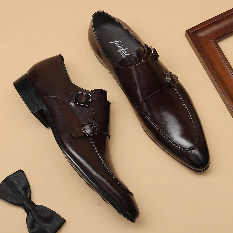 Новые итальянские Мужские модельные туфли из натуральной кожи декоративная