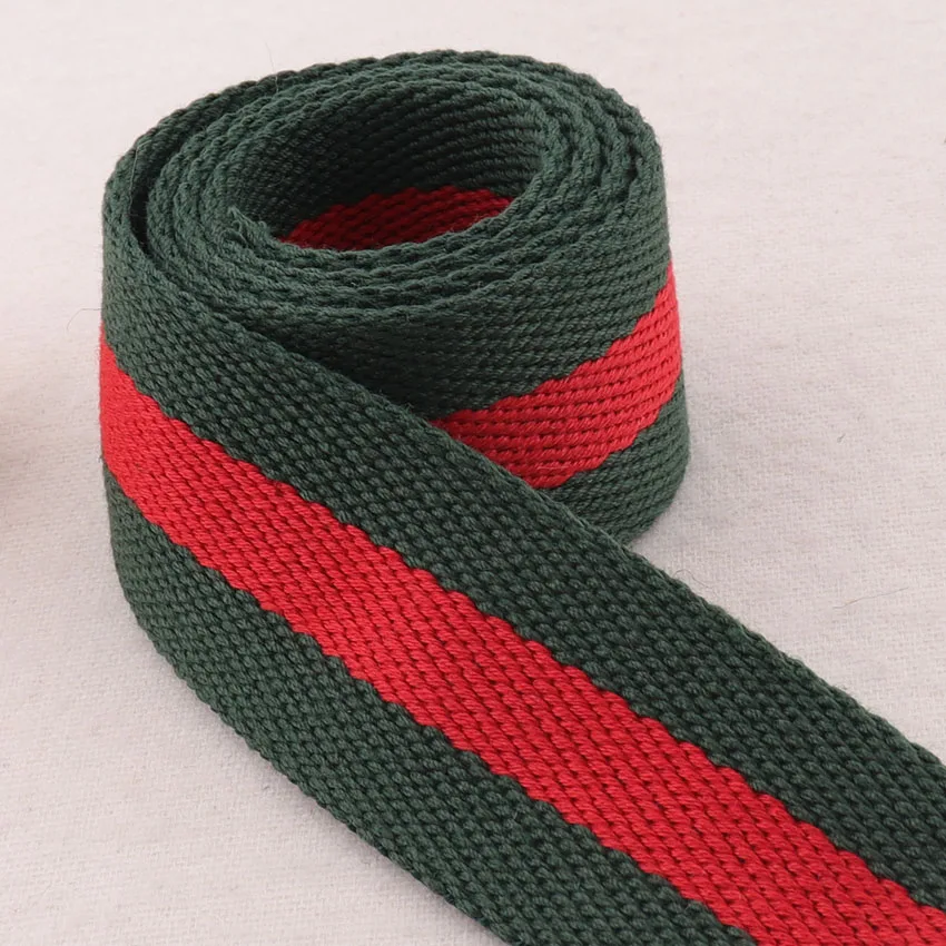 38 мм хлопковый тканый красно-зеленые полосатые Саржевые тяжелые сумки кошельки с