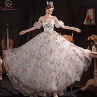 walk beside you floral evening dresses 2022 long woman ceremony party gown off shoulder engagement formal evening gowns stock