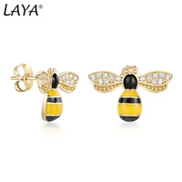 laya real 925 sterling silver free shipping chrismas gift bees animal stud earrings for women korean fashion charms jewelry