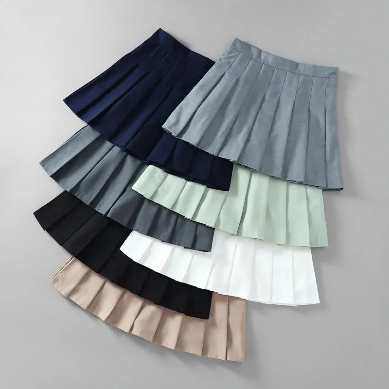 

FOLOBE Suit Short Skirt High Waist A-line 2021 College Style Pleated Skirt Fashion All-match Not Easy To Wrinkle Mini Skirt