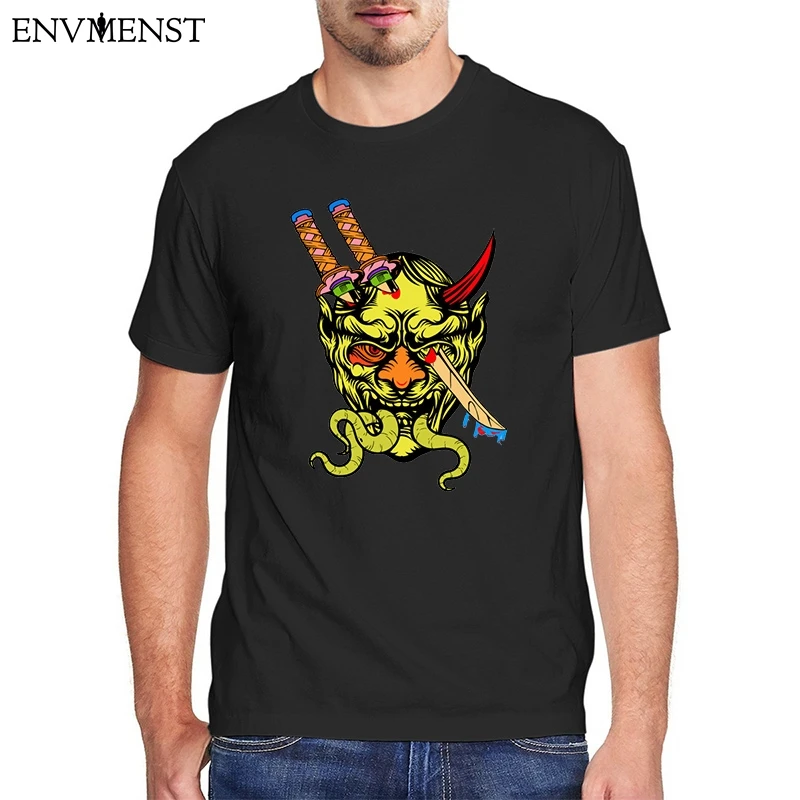 

Unisex Cotton t shirt men Samurai Sword That Kills Evil Demons Devil Face funny Men's Harajuku Tshirt Japan streetwear tees tops