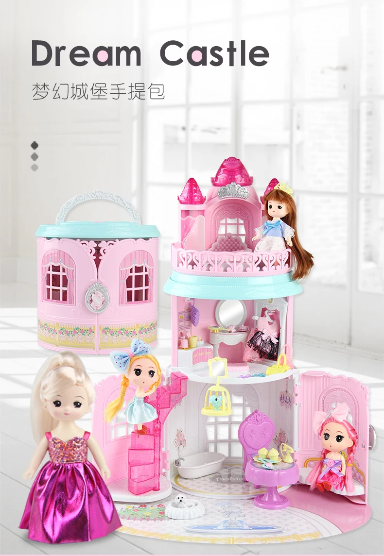 Handmade Doll house Castle DIY House Toy Miniature Dollhouse Birthday Gifts Educational Doll house Toys for children