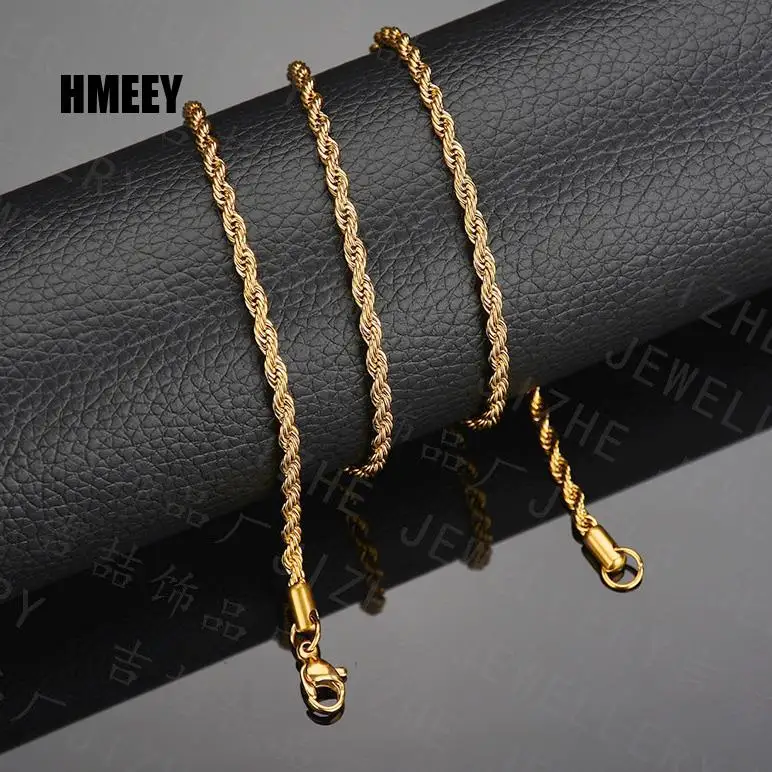HMEEY 2020 Classic Rope Chain Men Necklace Width 2/3/4/5 MM Stainless Steel Figaro Cuban For Women Jewelry | Украшения и