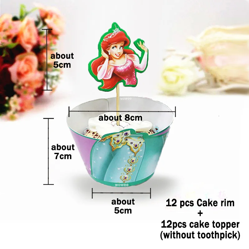 12Rim 12CakeTopper 108 см* 180 см Ариэль/Белоснежка/Белль/Золушка/Жасмин/Аврора принцесса пластиковая скатерть для украшения дня рождения детей - Цвет: 12Rim 12CakeTopper