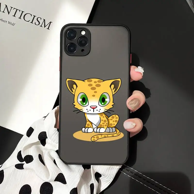 

Leopard cartoon cute Phone Cases matte transparent For iphone 7 8 11 12 plus mini x xs xr pro max cover