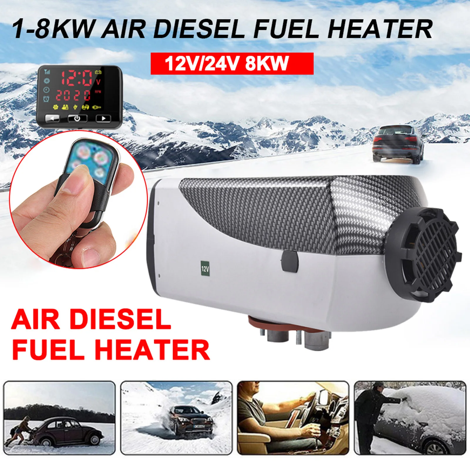 

2021 Goxfaca Car Heater 12V/24V 8KW Diesels Fuel Air Parking Heater LCD Monitor Monitor For Trucks/Motor-home/Boats/Camper Van