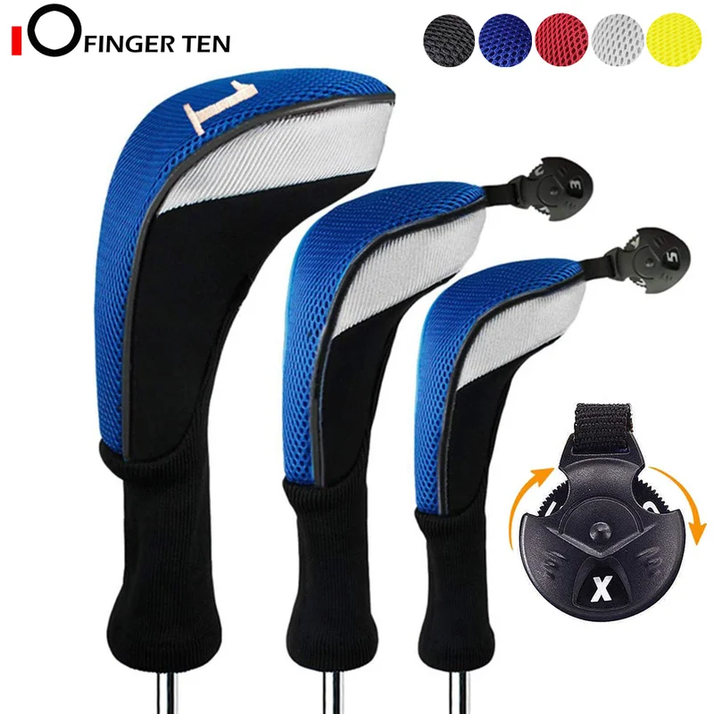 3Pcs/Set Driver Fairway Hybrid Golf Club Head Covers Woods Long Neck 1 3 5 7 X Interchangeable Number Tag